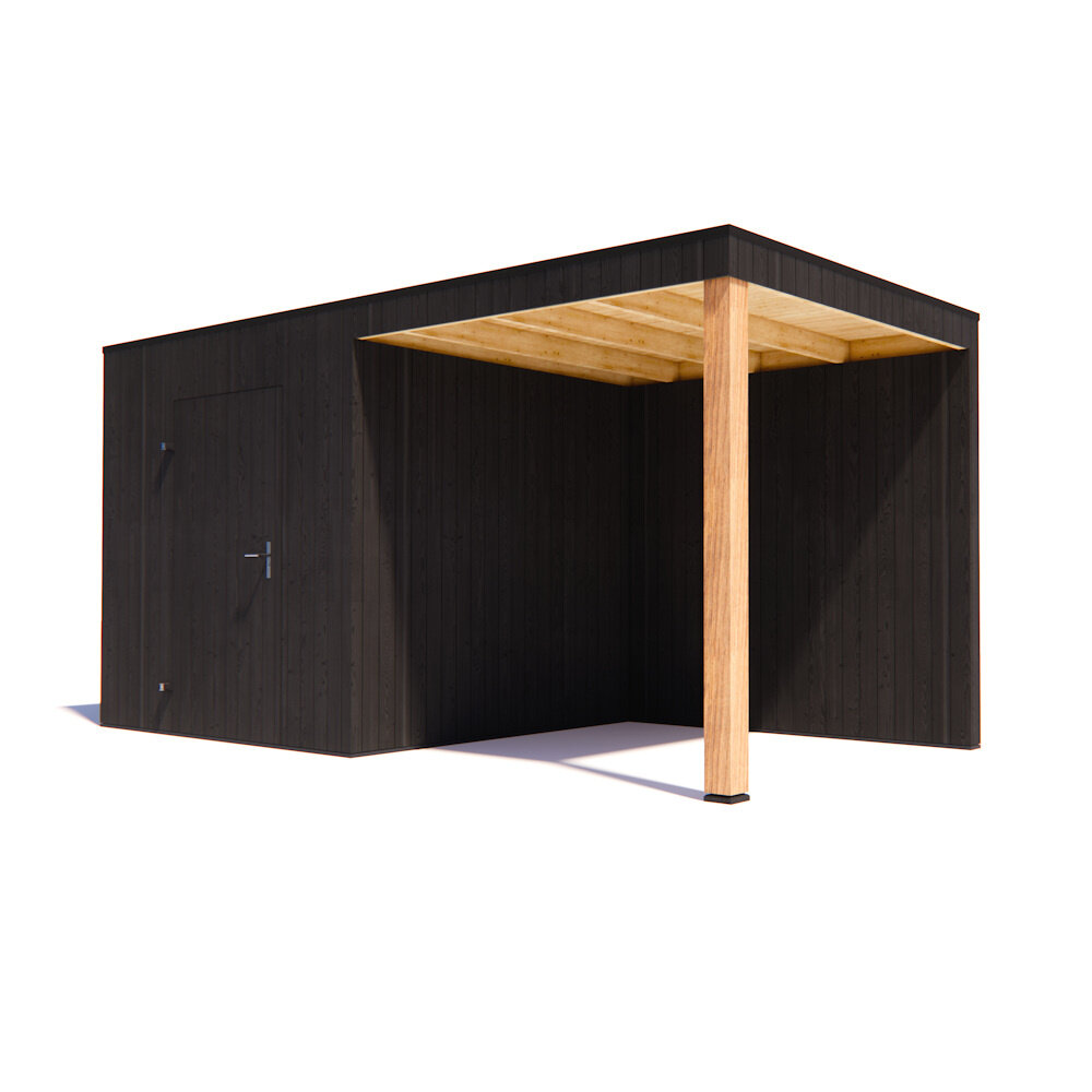 tuinhuis Kubix Vuren ZWART 250 x 250 + 250 cm overkapping tuinhuis Kubix Vuren ZWART 250 x 250 + 250 cm overkapping