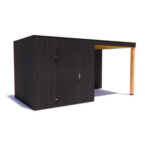 tuinhuis Kubix Vuren ZWART 250 x 250 + 250 cm overkapping tuinhuis Kubix Vuren ZWART 250 x 250 + 250 cm overkapping