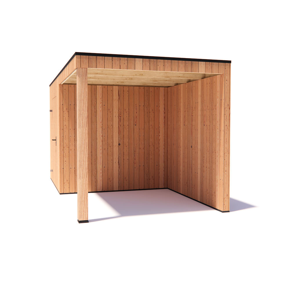 tuinhuis Kubix Douglas 250 x 250 cm + 250 cm overkapping