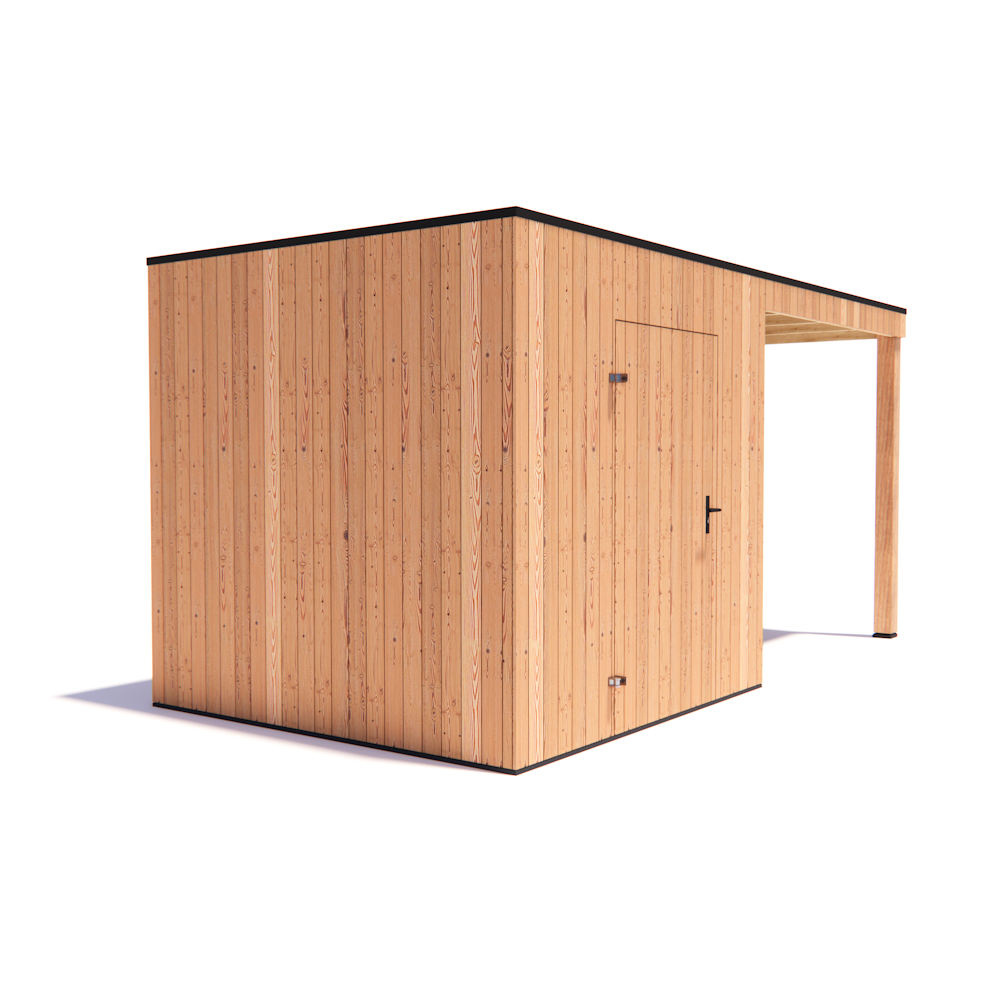 tuinhuis Kubix Douglas 250 x 250 cm + 250 cm overkapping