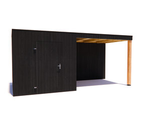 tuinhuis Kubix Vuren ZWART 250 x 250 + 300 cm overkapping tuinhuis Kubix Vuren ZWART 250 x 250 + 300 cm overkapping