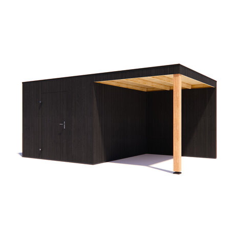 tuinhuis Kubix Vuren ZWART 300 x 300 + 250 cm overkapping tuinhuis Kubix Vuren ZWART 300 x 300 + 250 cm overkapping