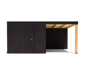 tuinhuis Kubix Vuren ZWART 300 x 300 + 250 cm overkapping tuinhuis Kubix Vuren ZWART 300 x 300 + 250 cm overkapping