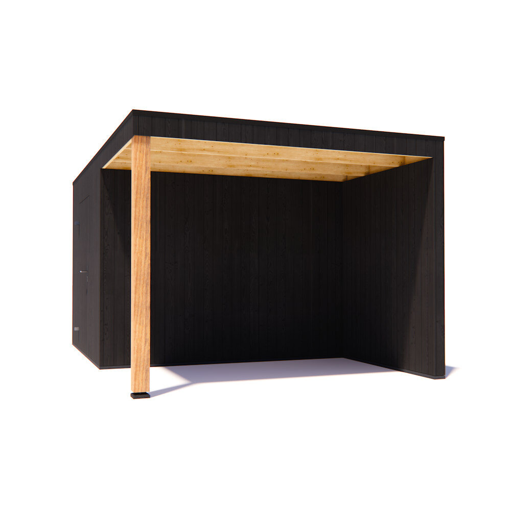 tuinhuis Kubix Vuren ZWART 300 x 300 + 200 cm overkapping tuinhuis Kubix Vuren ZWART 300 x 300 + 200 cm overkapping