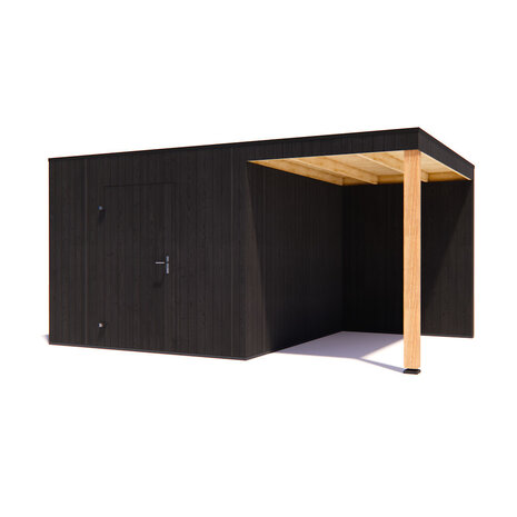tuinhuis Kubix Vuren ZWART 300 x 300 + 200 cm overkapping tuinhuis Kubix Vuren ZWART 300 x 300 + 200 cm overkapping