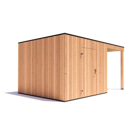 tuinhuis Kubix Douglas 300 x 300 cm + 200 cm overkapping tuinhuis Kubix Douglas 300 x 300 cm + 200 cm overkapping