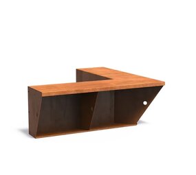 Keerwand + zitrand cortenstaal 100 x 100 cm binnenhoek Keerwand + zitrand cortenstaal 100 x 100 cm binnenhoek