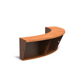 Keerwand + zitrand cortenstaal 150 x 50 cm binnenbocht Keerwand + zitrand cortenstaal 150 x 50 cm binnenbocht