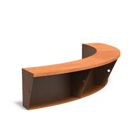 Keerwand + zitrand cortenstaal 200 x 50 cm binnenbocht Keerwand + zitrand cortenstaal 200 x 50 cm binnenbocht