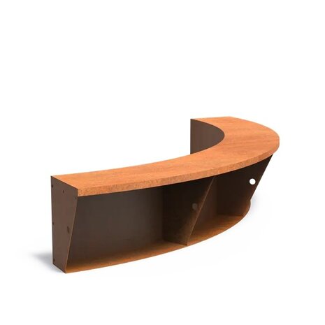 Keerwand + zitrand cortenstaal 200 x 50 cm binnenbocht Keerwand + zitrand cortenstaal 200 x 50 cm binnenbocht