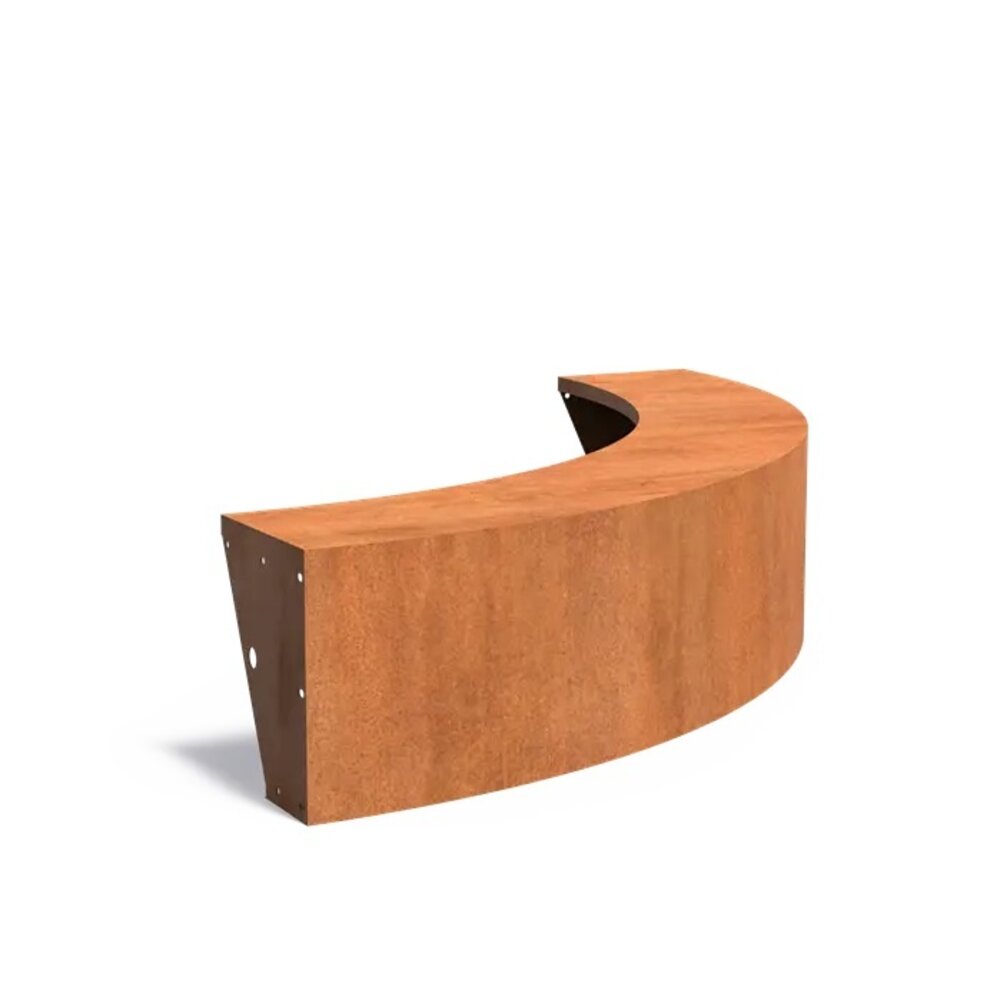 Keerwand + zitrand cortenstaal 200 x 50 cm buitenbocht Keerwand + zitrand cortenstaal 200 x 50 cm buitenbocht