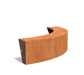 Keerwand + zitrand cortenstaal 200 x 50 cm buitenbocht