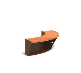 Keerwand + zitrand cortenstaal 100 x  h. 40 cm binnenbocht Keerwand + zitrand cortenstaal 100 x  h. 40 cm binnenbocht