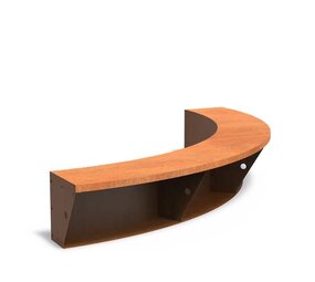 Keerwand + zitrand cortenstaal 200 x  h. 40 cm binnenbocht Keerwand + zitrand cortenstaal 200 x  h. 40 cm binnenbocht