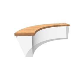 Zitting  recht voor 150 cm binnenbocht hardhout Zitting  recht voor 150 cm binnenbocht hardhout