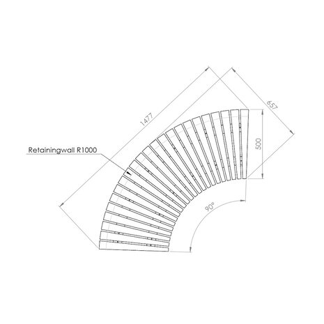 Zitting  recht voor 100 cm buitenbocht bamboe Zitting  recht voor 100 cm buitenbocht bamboe