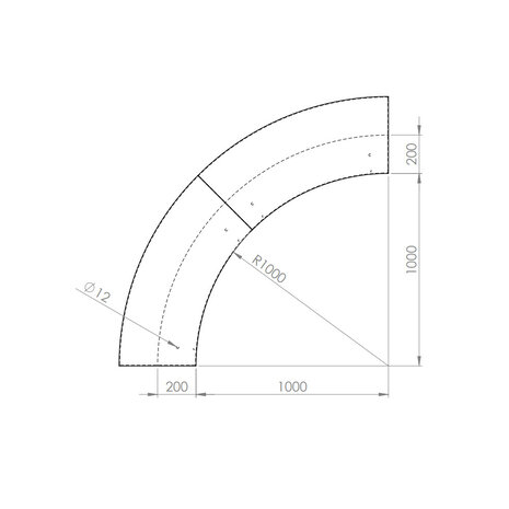 Keerwand + zitrand cortenstaal 100 x  h. 40 cm binnenbocht