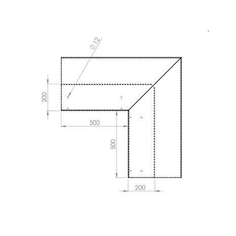 Keerwand + zitrand cortenstaal 50 x 50 x  h.40 cm binnenhoek, hoogte 40 cm Keerwand + zitrand cortenstaal 50 x 50 x  h.40 cm binnenhoek, hoogte 40 cm