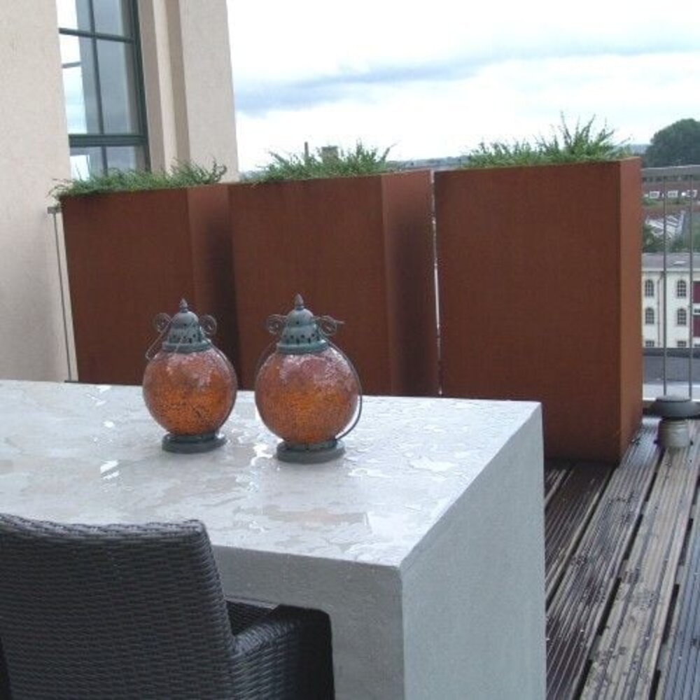 Andes cortenstaal 100x100x40x60 cm hoek plantenbak Andes cortenstaal 100x100x40x60 cm hoek plantenbak