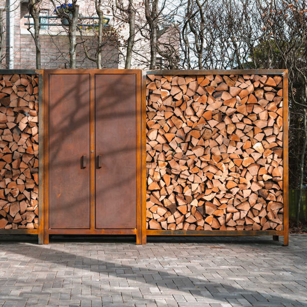 Forno LOGG houtopslag 150 x 40 x 100 cm cortenstaal Forno LOGG houtopslag 150 x 40 x 100 cm cortenstaal