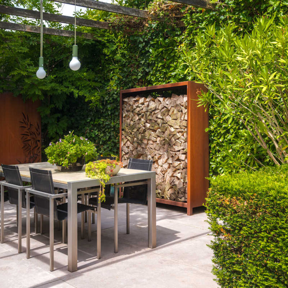 Forno LOGG houtopslag 150 x 40 x 180 cm cortenstaal