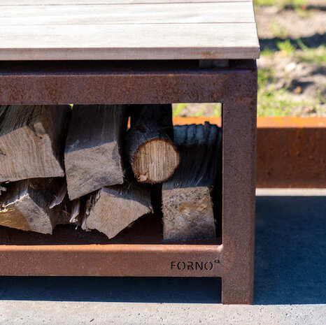 Forno LOGG houtopslag 200 x 40 x 43 cm cortenstaal Forno LOGG houtopslag 200 x 40 x 43 cm cortenstaal