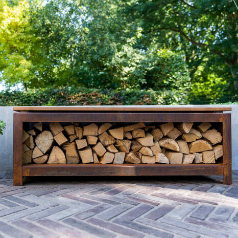 Forno LOGG houtopslag 200 x 40 x 43 cm cortenstaal Forno LOGG houtopslag 200 x 40 x 43 cm cortenstaal