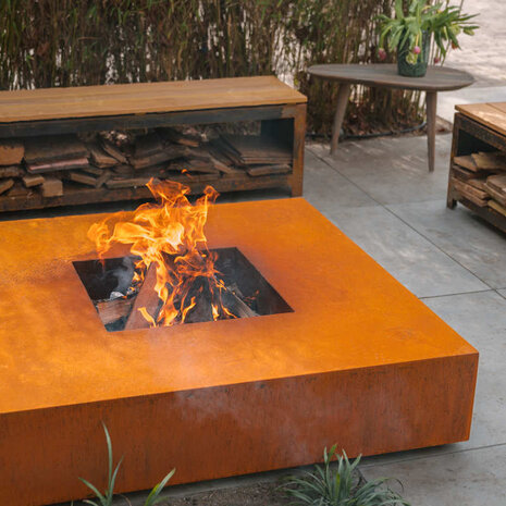 Forno vuurtafel QUAD cortenstaal 120 x 120 x 28 cm Forno vuurtafel QUAD cortenstaal 120 x 120 x 28 cm