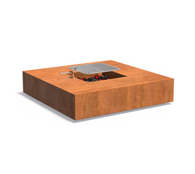 Forno vuurtafel QUAD met grill cortenstaal 120 x 120 x 28 cm Forno vuurtafel QUAD met grill cortenstaal 120 x 120 x 28 cm