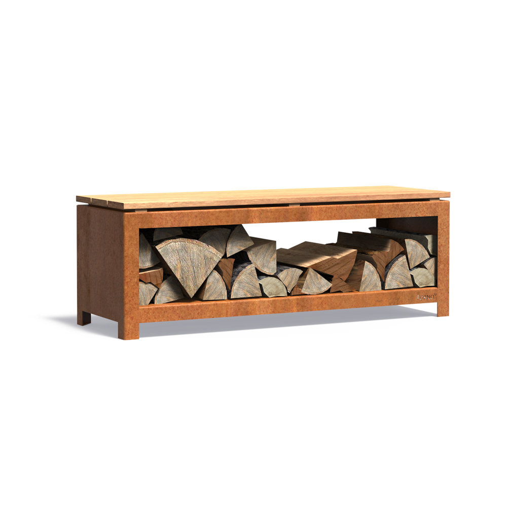 Forno LOGG houtopslag 120 x 40 x 43 cm cortenstaal afbeelding
