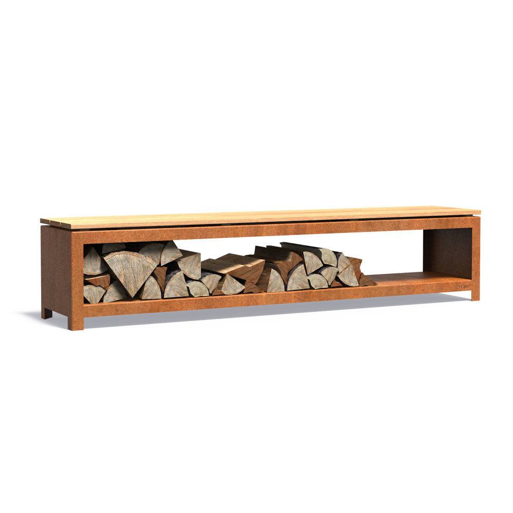 Forno LOGG houtopslag 200 x 40 x 43 cm cortenstaal afbeelding