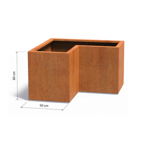 Andes cortenstaal 100x100x50x60 cm hoek plantenbak