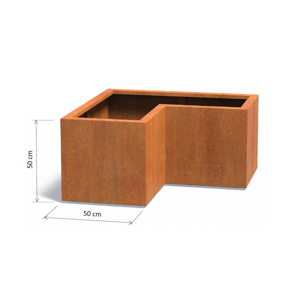 Andes cortenstaal 100x100x50x50 cm hoek plantenbak