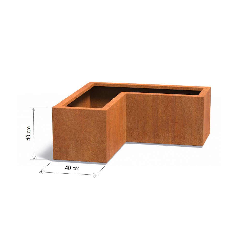 Andes cortenstaal 100x100x40x40 cm hoek plantenbak
