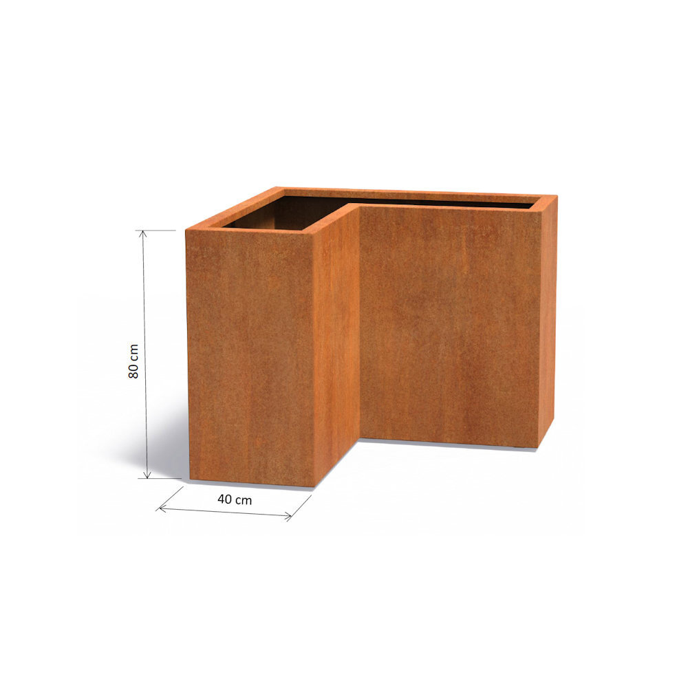 Andes cortenstaal 100x100x40x80 cm hoek plantenbak Andes cortenstaal 100x100x40x80 cm hoek plantenbak