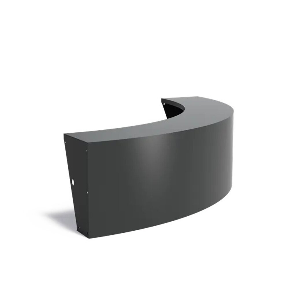 Keerwand + zitrand aluminium 200  x 60 cm buitenbocht