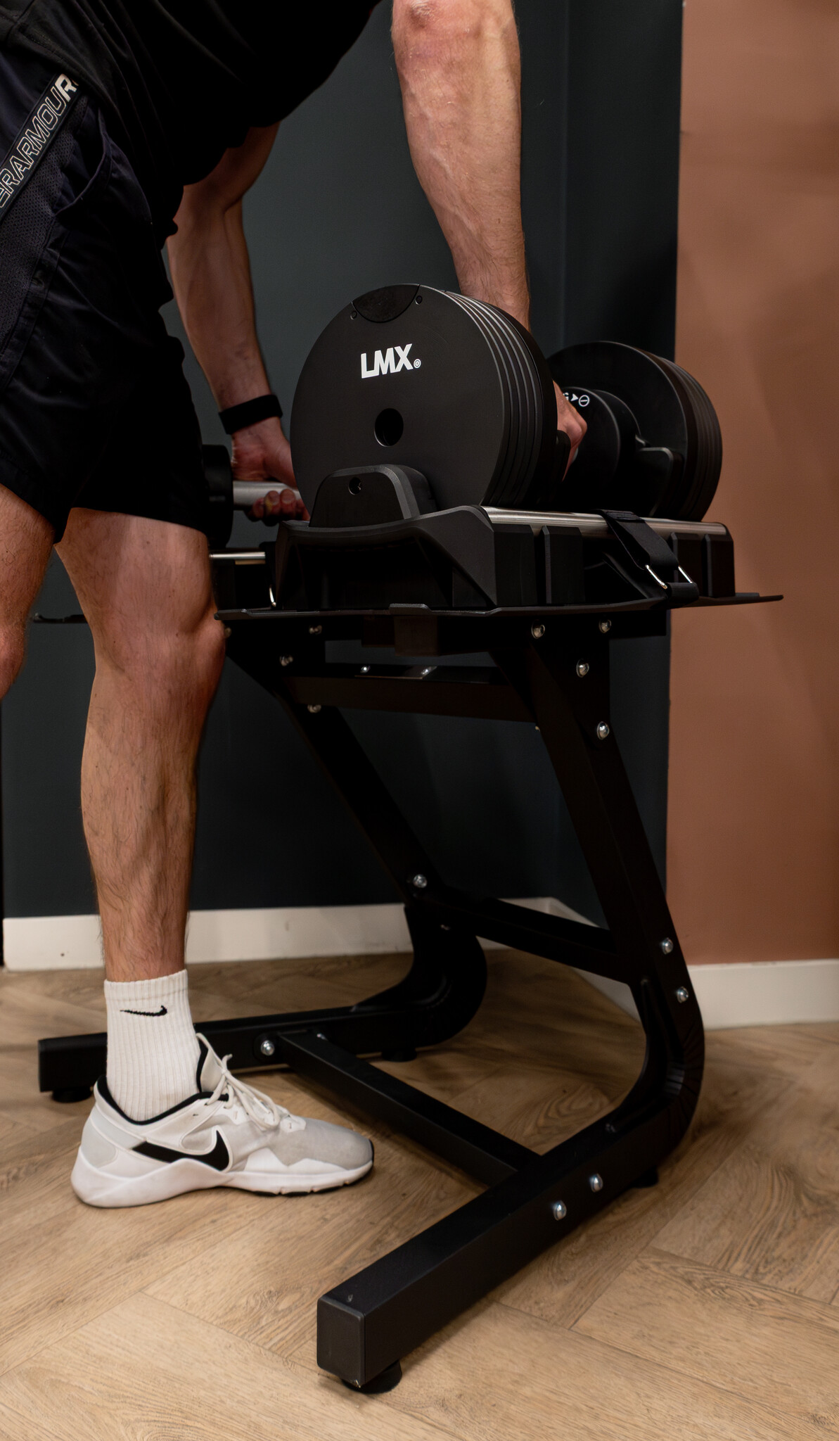 LMX. Adjustable dumbbells met Adjustable Dumbbell Storage Rack