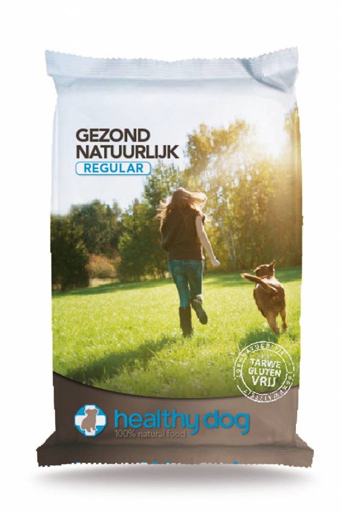 Healthy Dog Probiotica 12kg. Natuurlijke geperste brokken zonder tarwegluten met rundvlees  en probiotica