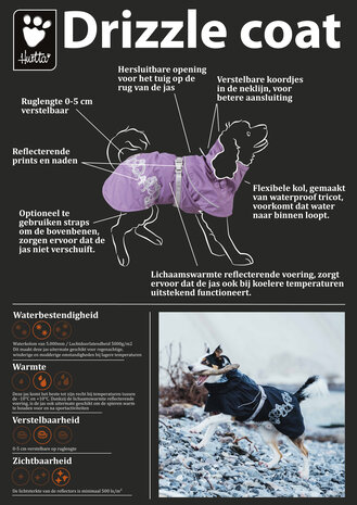 Hurtta Drizzle Coat beschermt uw hond tegen regen en viezigheid. Grijp je kans de laatsten in het paars met extreem hoge korting!