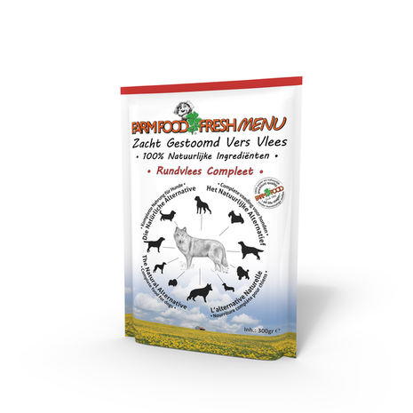 Farmfood Fresh menu, zacht gestoomd rundvlees Farmfood Fresh menu, zacht gestoomd rundvlees