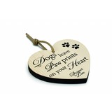 Houten decoratiehart "hond" Houten decoratiehart "hond"