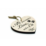 Houten decoratiehart "kat" Houten decoratiehart "kat"