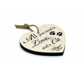 Houten decoratiehart "kat" Houten decoratiehart "kat"