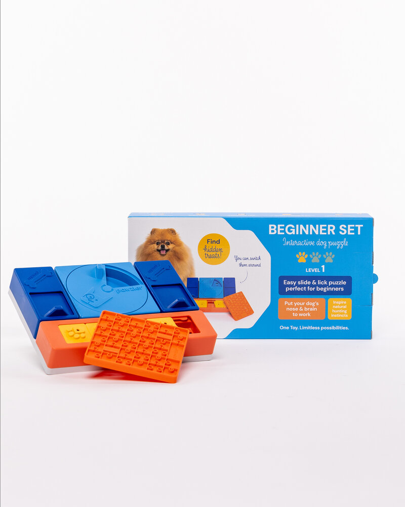 Pawzler Beginner set, interactieve hondenpuzzel voor puppy's en honden die nog niet bekend zijn met puzzelspeeltjes. Pawzler Beginner set, interactieve hondenpuzzel voor puppy's en honden die nog niet bekend zijn met puzzelspeeltjes.