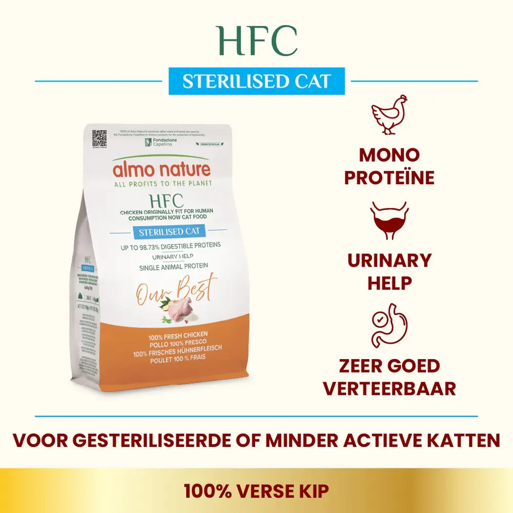 Almo Nature Almo Sterilised Cat HFC met kip 1,2kg Almo Nature Almo Sterilised Cat HFC met kip 1,2kg