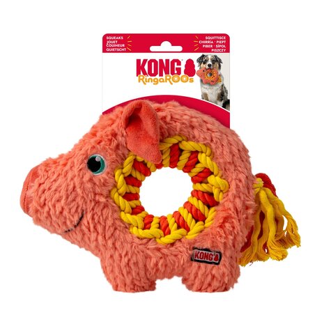 KONG Hondenspeelgoed Ringaroos Pig medium