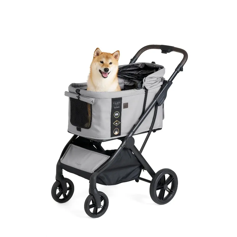 FikaGo Agile 2 soft grey, een hoogwaardige hondenbuggy voor honden tot 30kg.