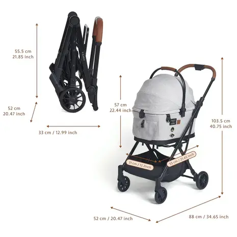 FikaGo Flytta Plus hondenbuggy met een afneembare draagcabine voor honden tot 20kg