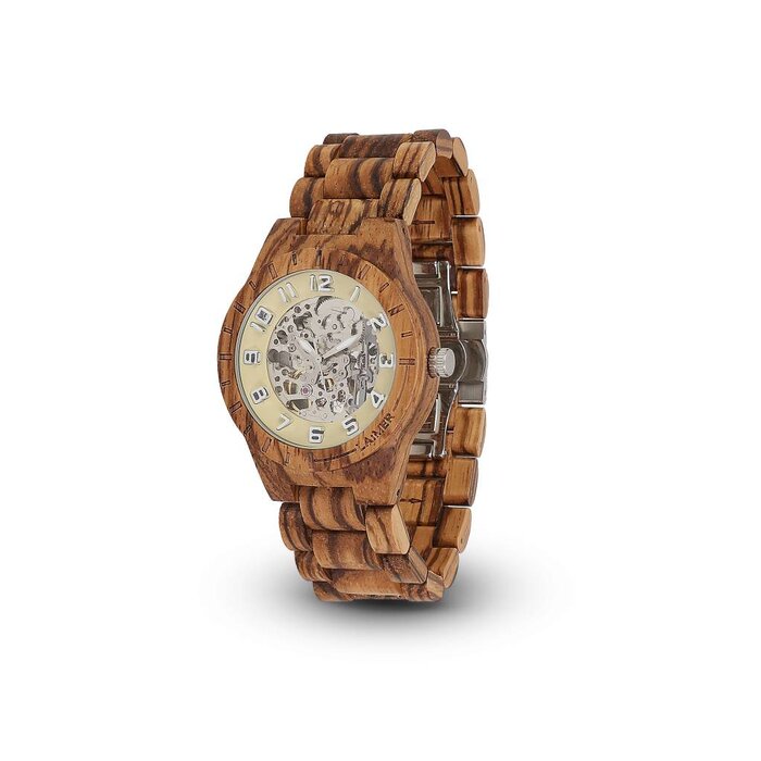 LAimer Laimer Holzuhr Ralf 43 mm | Automatik Uhr Zebrano