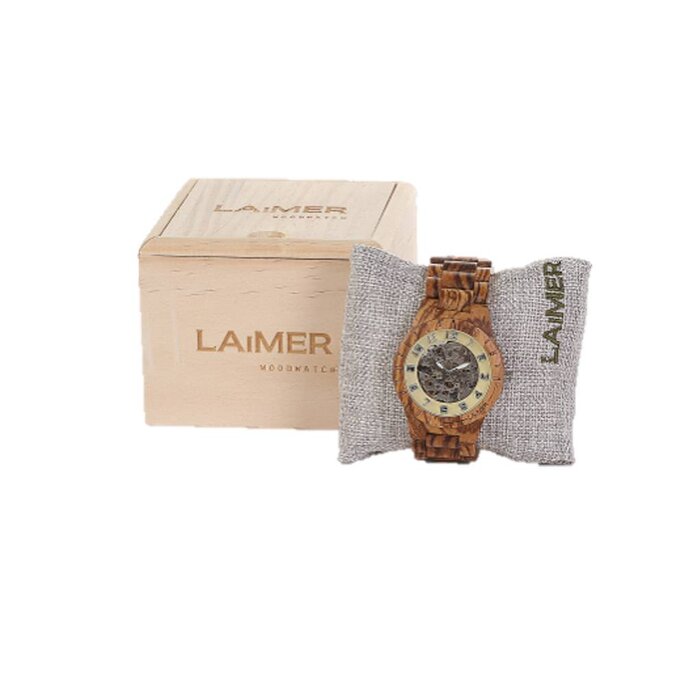 LAimer Laimer Holzuhr Ralf 43 mm | Automatik Uhr Zebrano